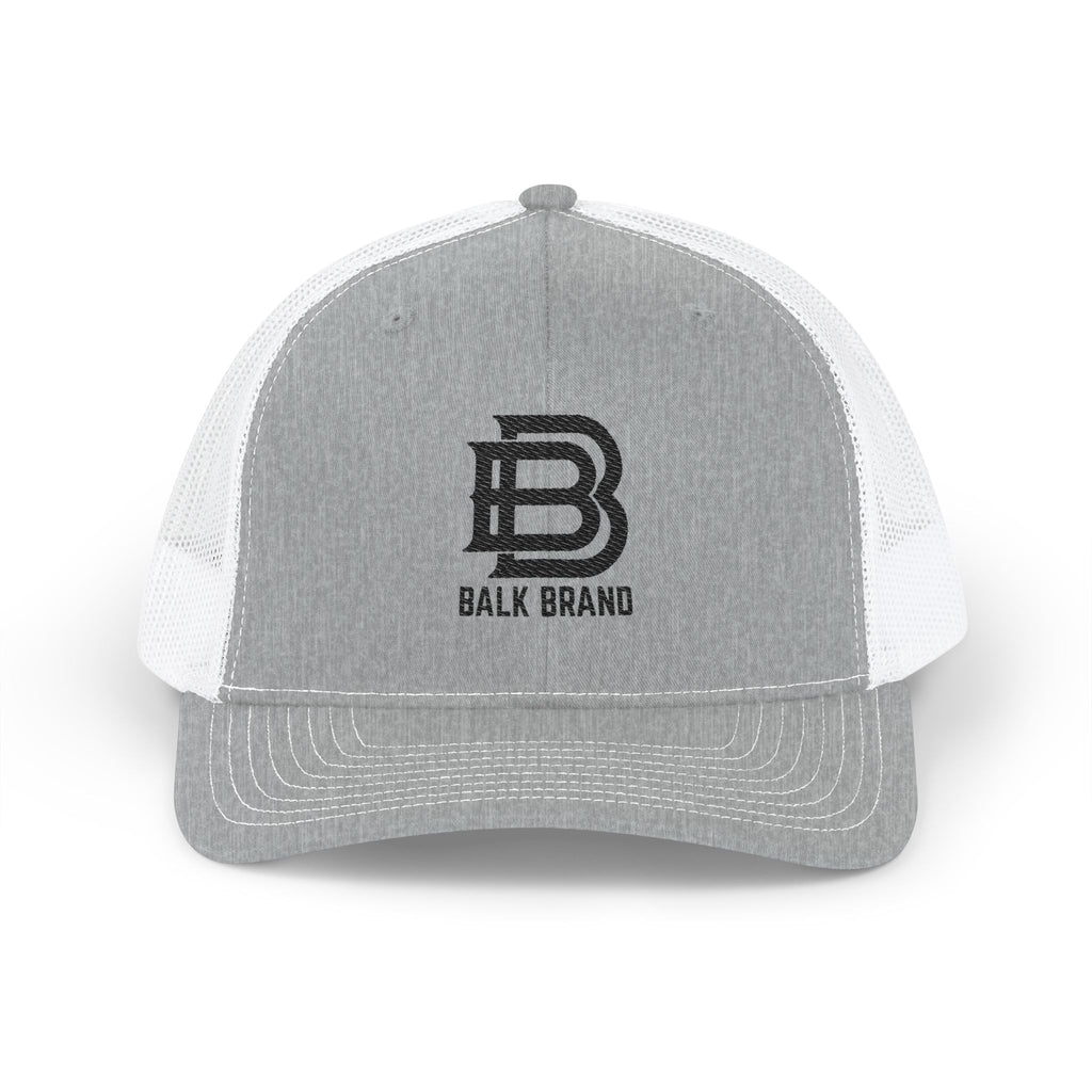 Trucker Cap — Gray & White Embroidered 'Balk Brand' Logo Snapback