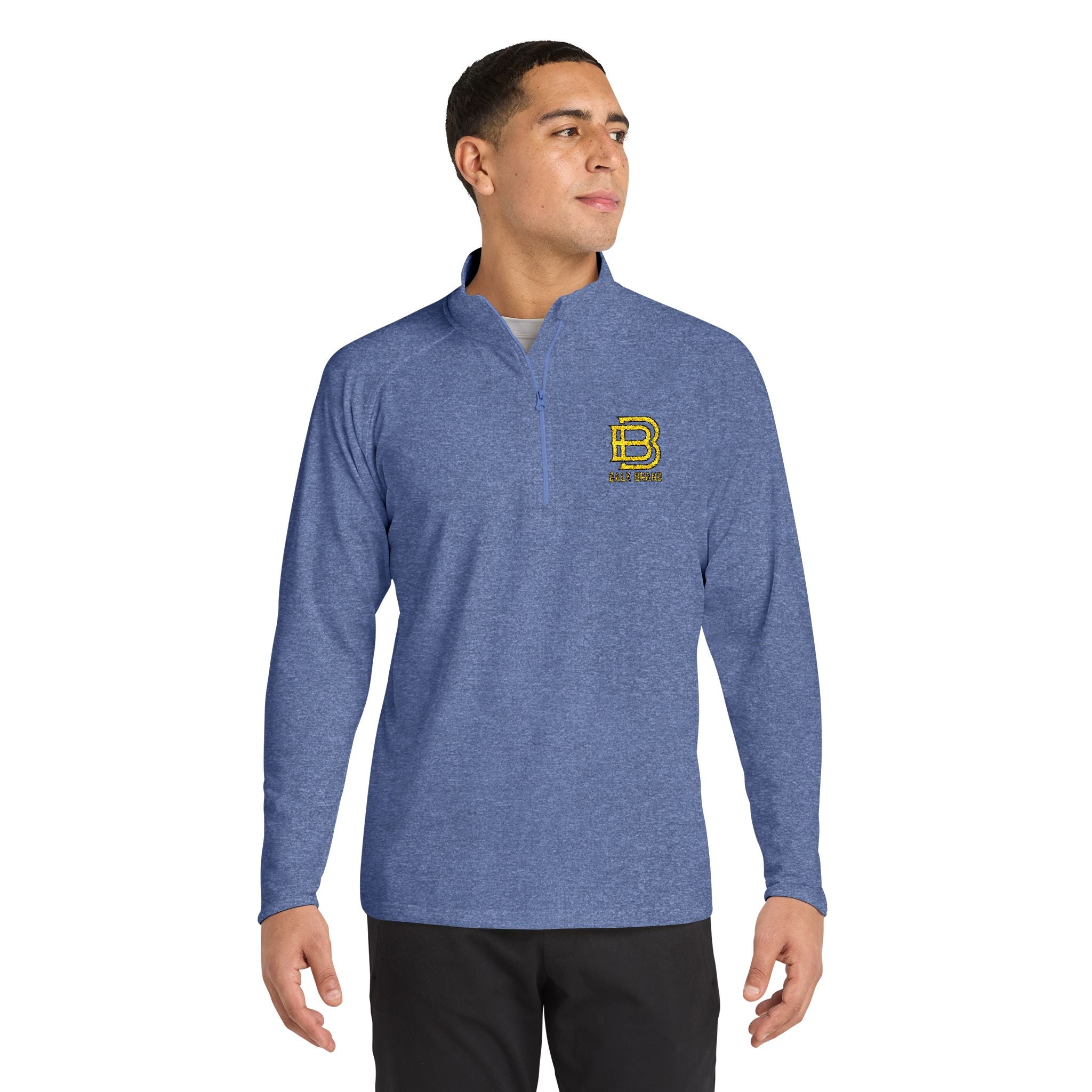 Embroidered Black Quarter-Zip Pullover