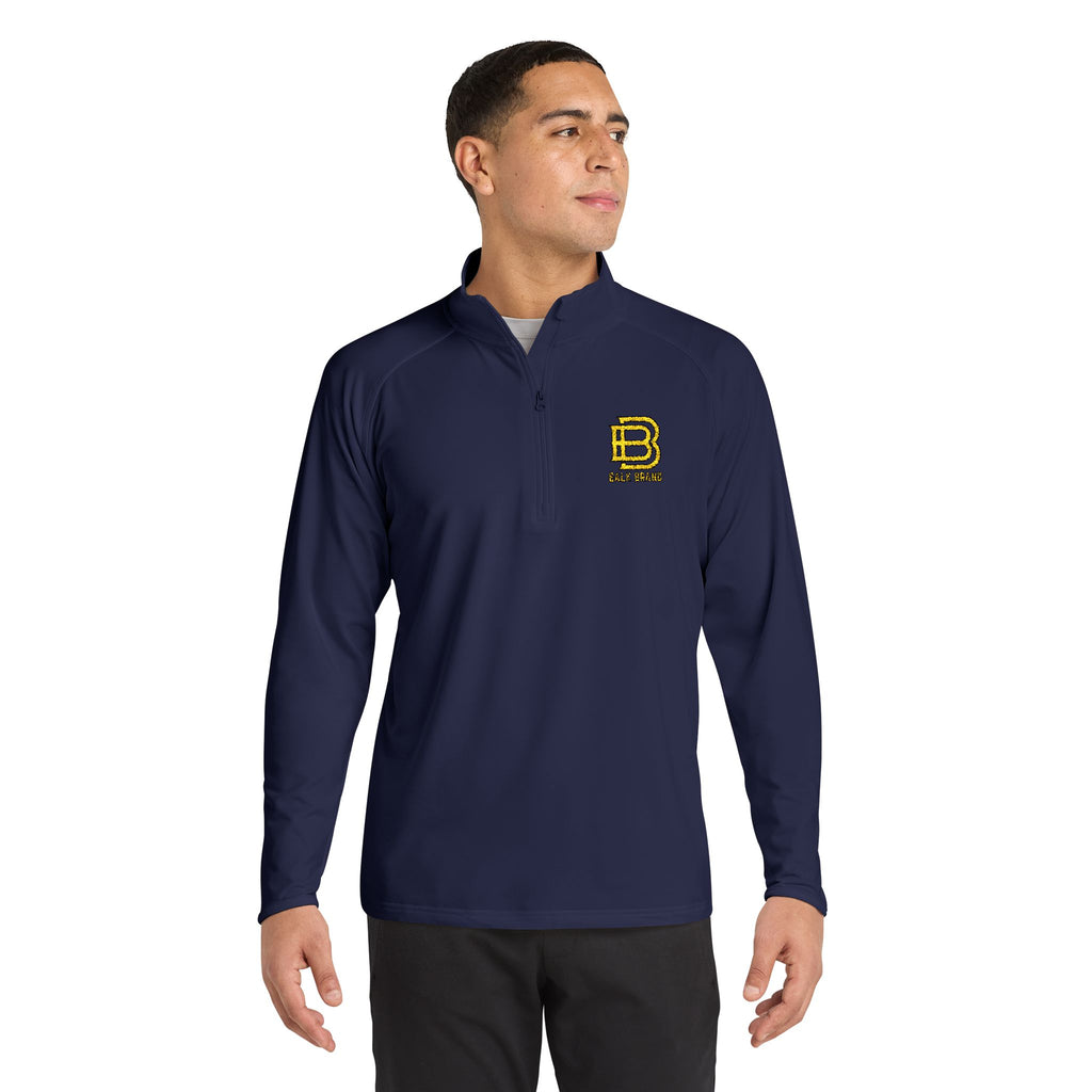 Embroidered Black Quarter-Zip Pullover