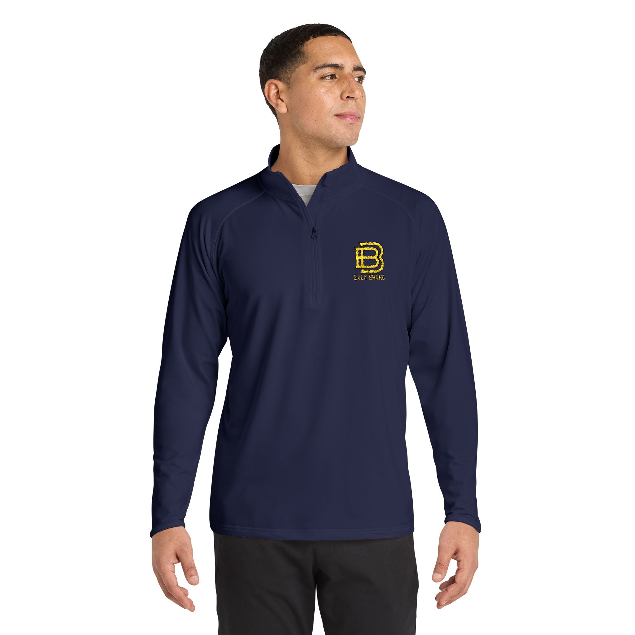 Embroidered Black Quarter-Zip Pullover