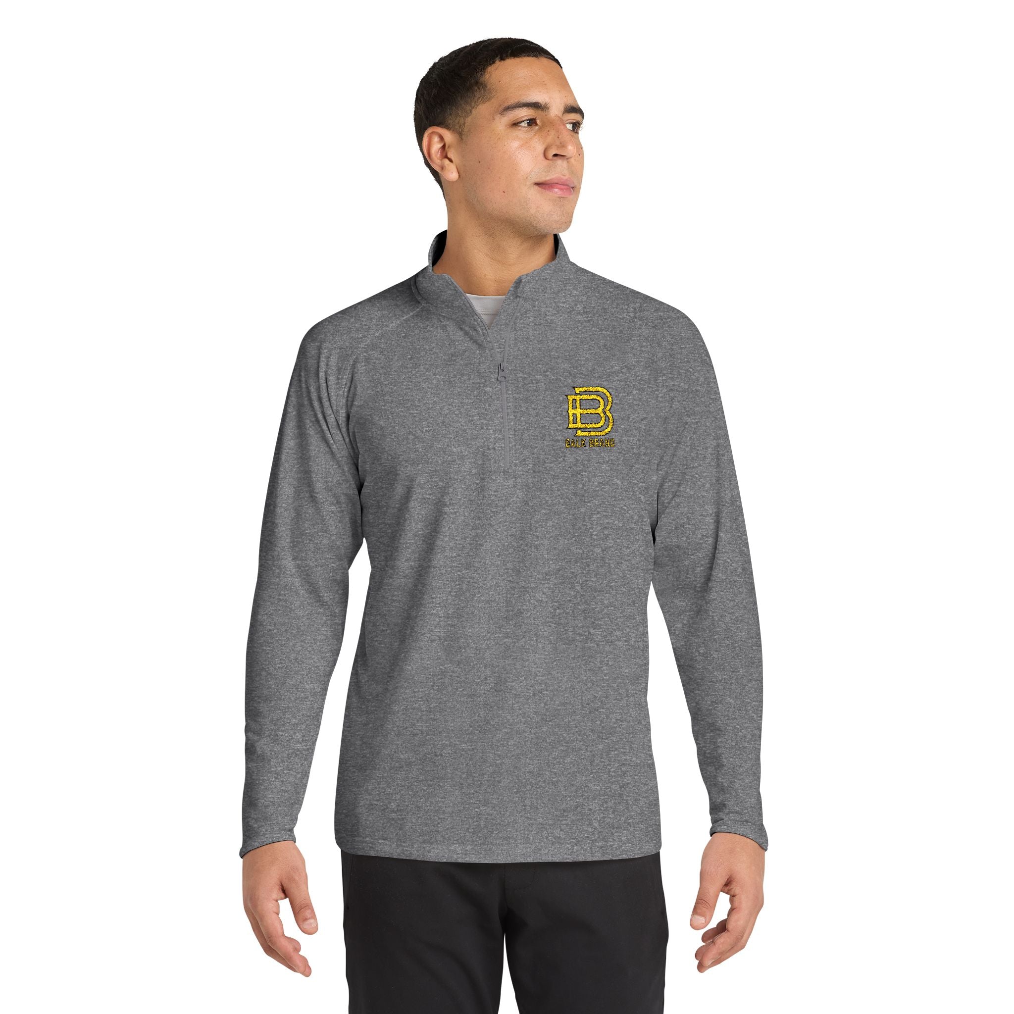 Embroidered Black Quarter-Zip Pullover