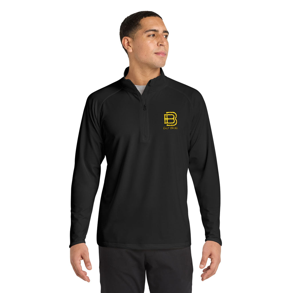 Embroidered Black Quarter-Zip Pullover
