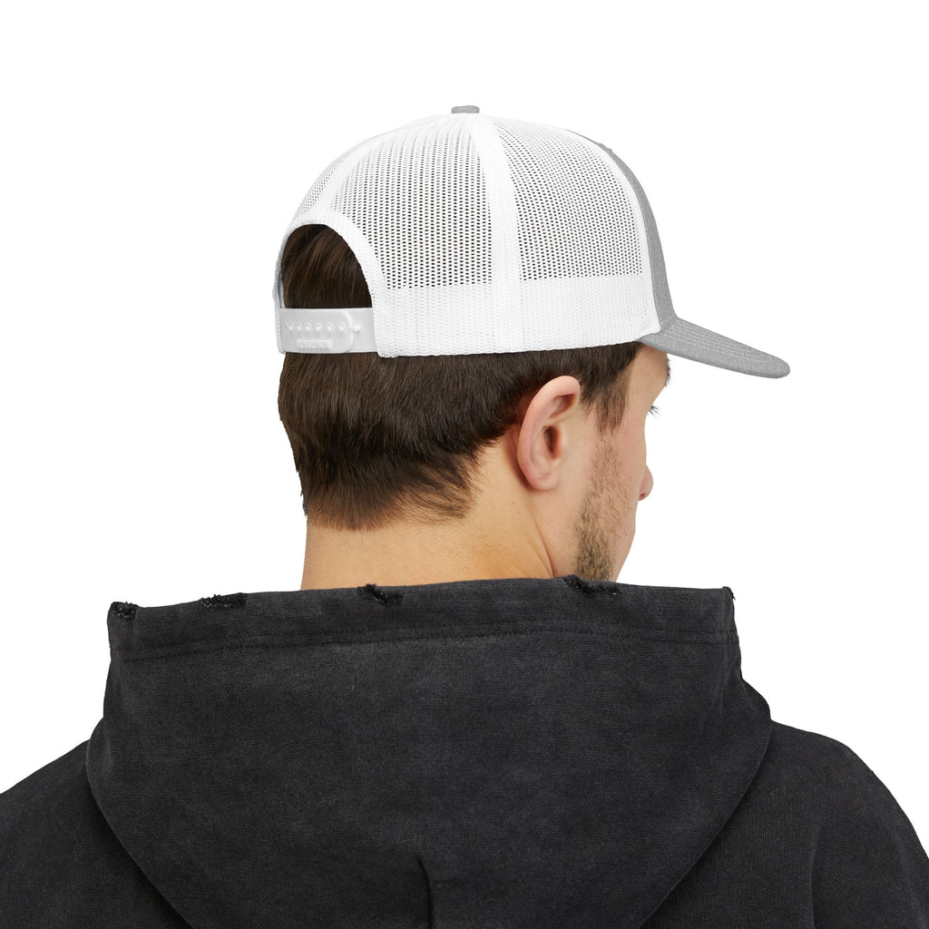 Trucker Cap — Gray & White Embroidered 'Balk Brand' Logo Snapback