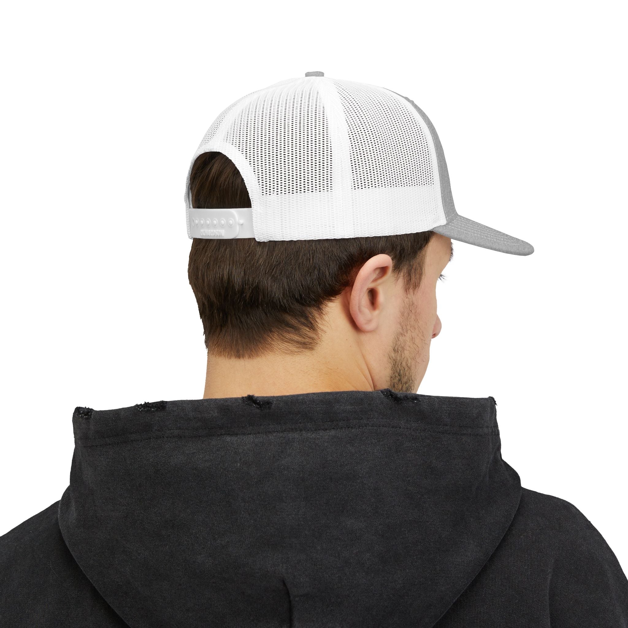Trucker Cap — Gray & White Embroidered 'Balk Brand' Logo Snapback