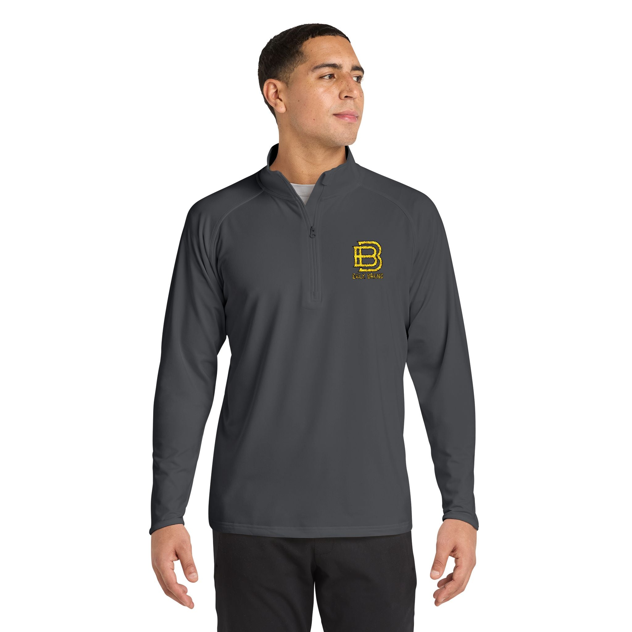 Embroidered Black Quarter-Zip Pullover